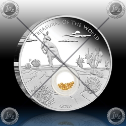 1oz TREASURES OF THE WORLD - AUSTRALIA (LOCKET COIN WITH GOLD) 2014